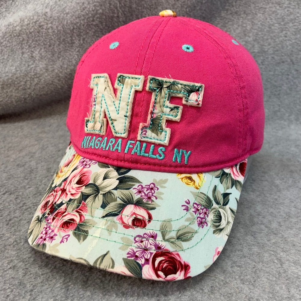 Niagara Falls NY Women Pink Blooming Onion Hat Floral Souvenir Adjustable OSFM